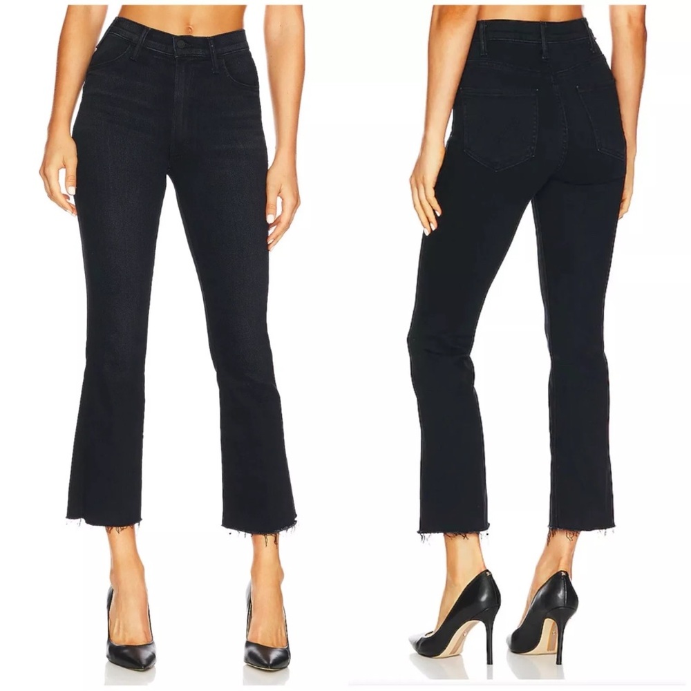 Mother The Hustler Straight Ankle Fray Jeans Black Encounters At Night